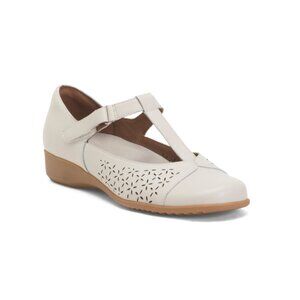 COBB HILL ROCKPORT Ivory Leather Rowen Comfort T-strap Flats